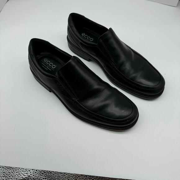 ECCO Men London Round Toe Slip on Loafer Size EU 47/US 13-13.5 Black Leather EUC - Picture 1 of 8